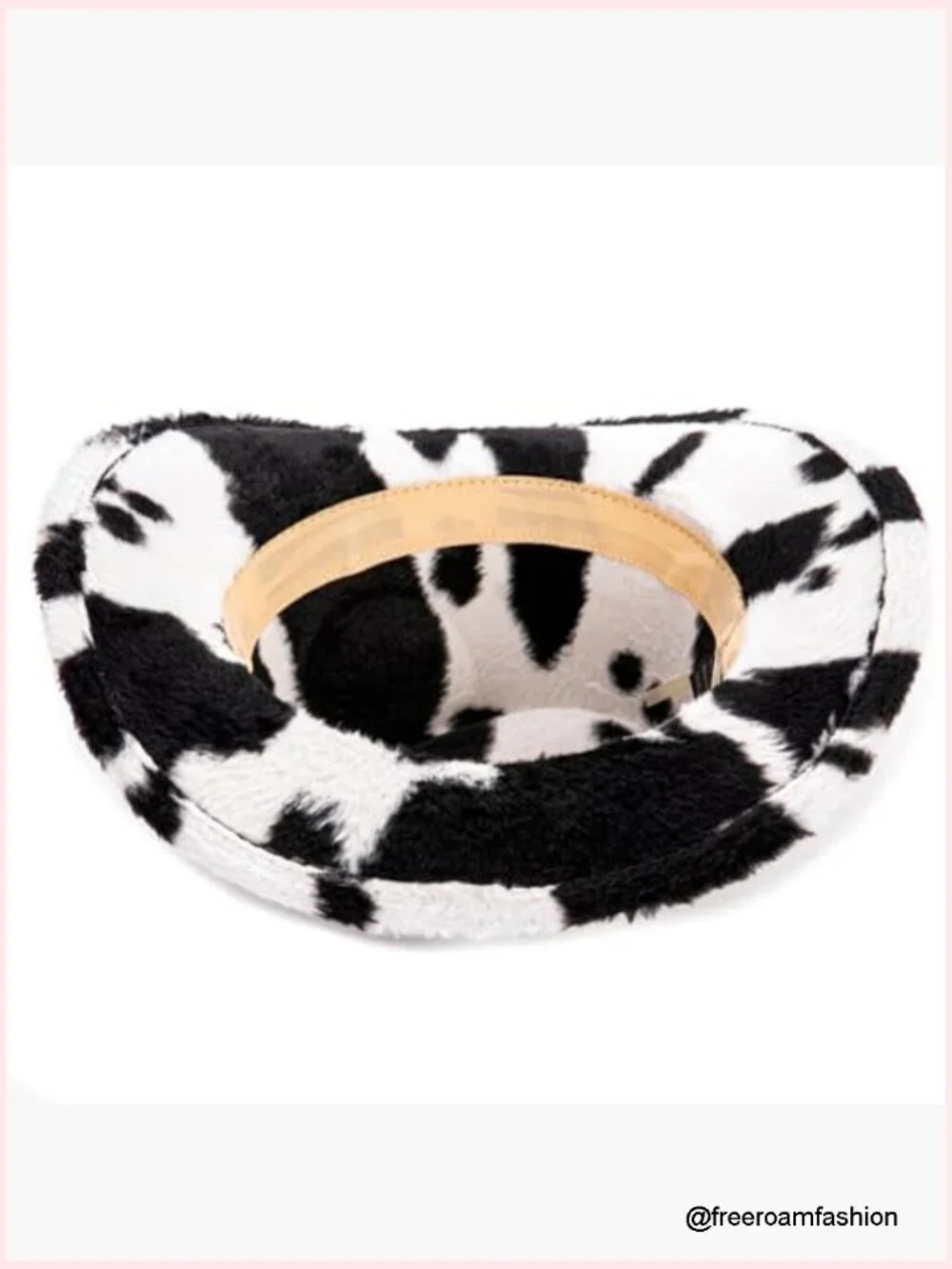 Women's Cow Print Fleece Cowboy Hat with Wide Brim, Adjustable, Western Style